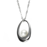Oval Steel Pendant with White Mother of Pearl
